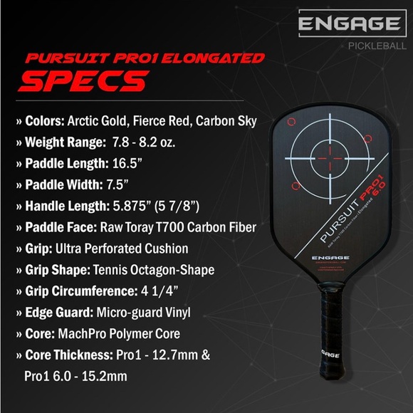 2 Engage Pursuit Pro1 6.0 Elongated Pickleball Paddle. Great condition. - Picture 6 of 17